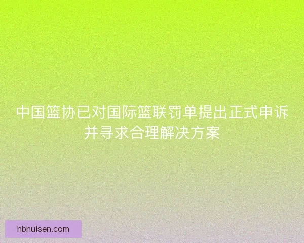 中国篮协已对国际篮联罚单提出正式申诉并寻求合理解决方案